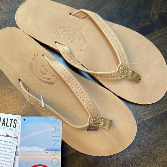 Rainbow narrow leather flip flops- color is sierra brown SRBR - Picture 2 of 6